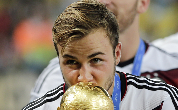 FIFA World Cup 2014: Germany's Mario Goetze kisses the trophy after the World Cup final soccer match between Germany and Argentina at the Maracana Stadium in Rio de Janeiro, Brazil (Photo: AP) FIFA World Cup 2014: Germany's Mario Goetze kisses the trophy after the World Cup final soccer match between Germany and Argentina at the Maracana Stadium in Rio de Janeiro, Brazil (Photo: AP)